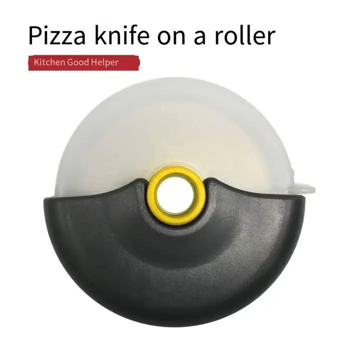 Couteau à découper à roue ronde en acier inoxydable pour Pizza, avec couvercle, rouleau, trancheur d