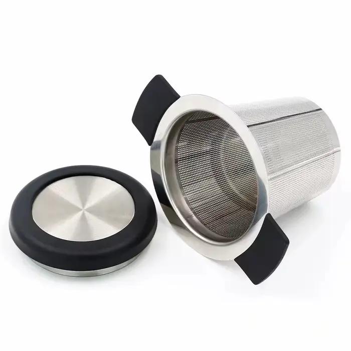 Filtre à thé en acier inoxydable avec double poignée, filtre à thé en silicone, machine à thé à doub