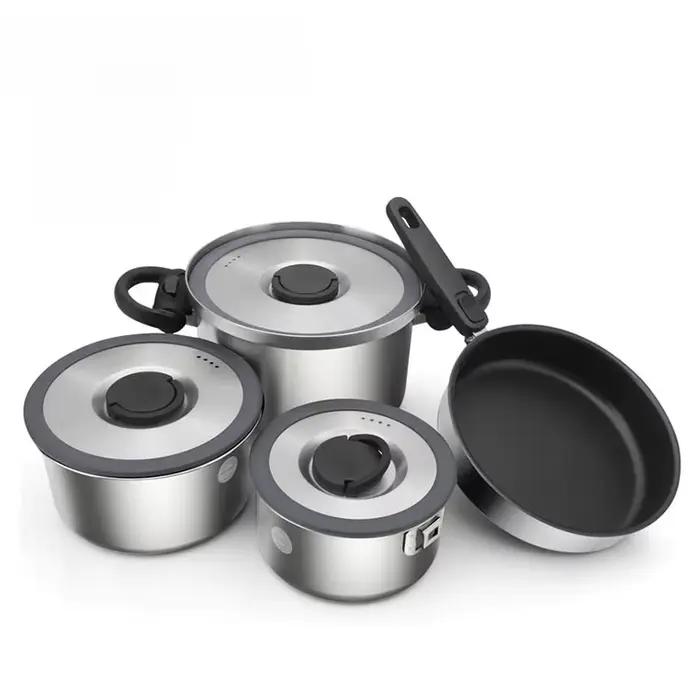 Fabricant de casseroles en acier inoxydable, ensemble d'ustensiles de cuisine portables pour Camping