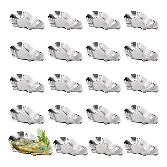FLYY-24 Pcs Coquilles d'huîtres en acier inoxydable, grande poêle à huîtres pour la cuisson des frui