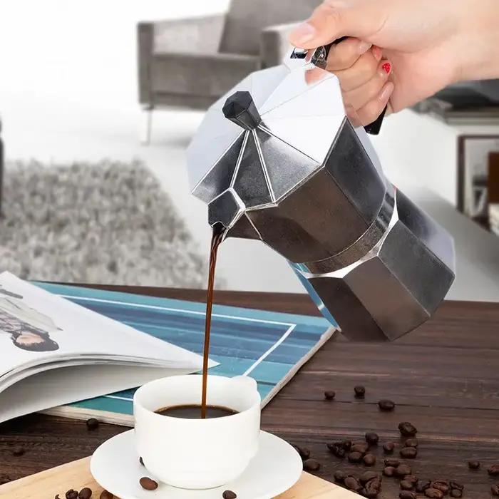 Cafetière moka italienne en aluminium, Pot octogonal, tasse à café, théière, cafetière Portable