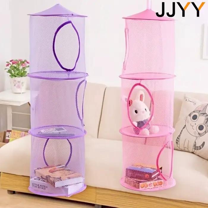 JJYY Net suspendu multicouche stockage Cage suspendue cylindrique stockage sac suspendu porte murale