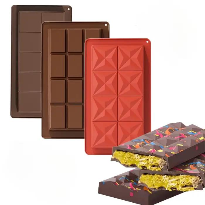 Lot de 3 moules à chocolat – Moules à chocolat antiadhésifs en silicone de qualité alimentaire, pour