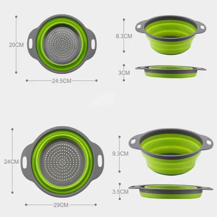 1/2 pièces Silicone rond pliant légumes Fruits lavage égouttoir panier passoire pliable égouttoir ou