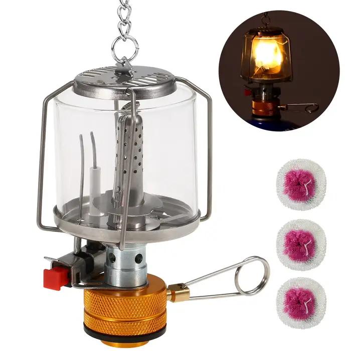 Lanterne à gaz portable pour le camping en plein air, allumage piézoélectrique, mini lampe de tente