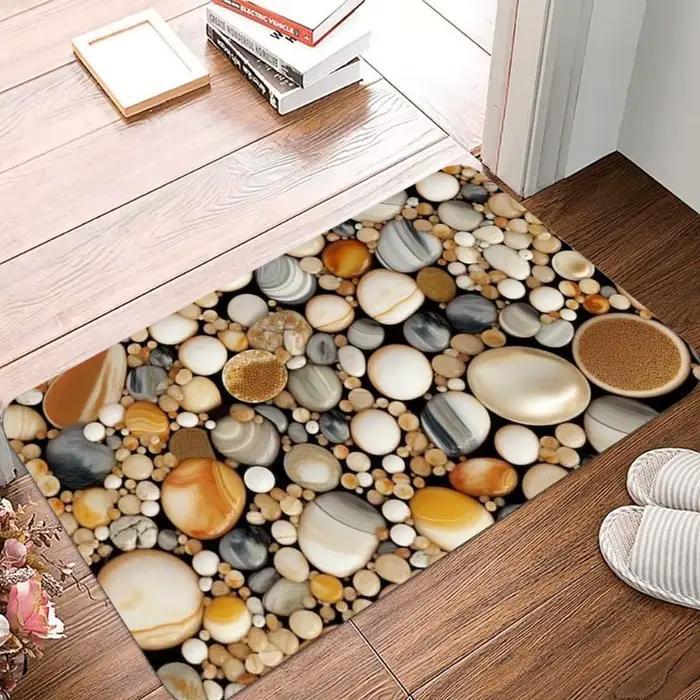 Paillasson imperméable antidérapant avec impression pavé, facile à nettoyer, tapis de sol d'entrée,