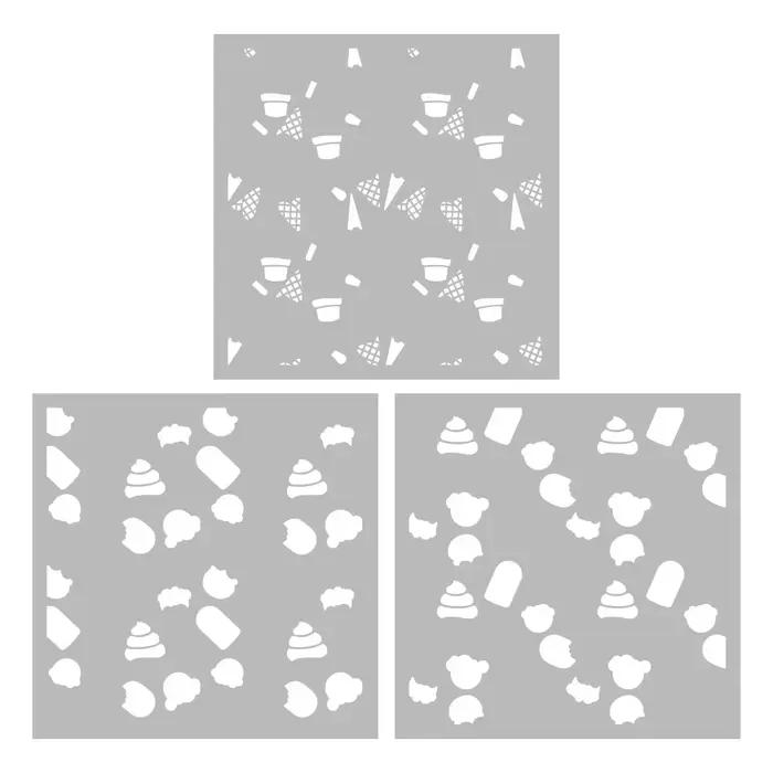 Pochoirs en plastique pour glaces, 3 pièces, mignons et doux, pour la décoration, fournitures de Scr