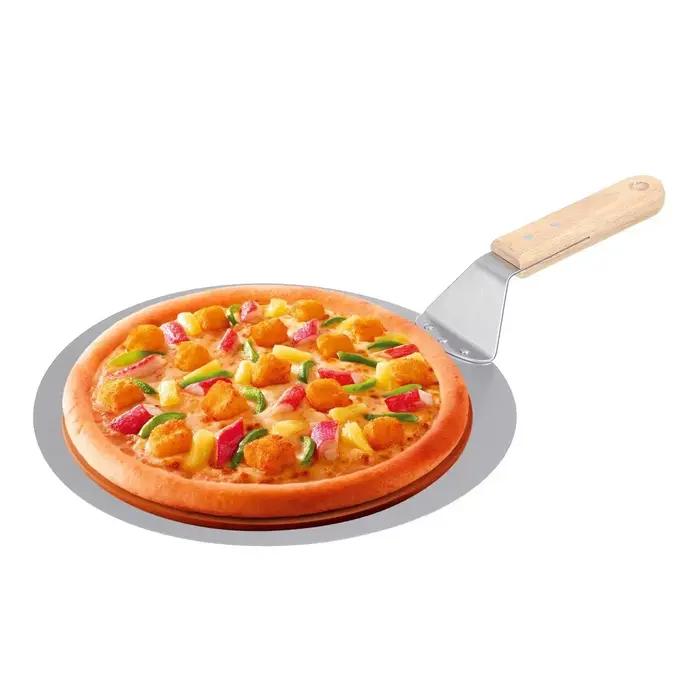 Pelle à Pizza 10/12 pouces, outils de pâtisserie, manche en bois en acier inoxydable, poêle ronde An