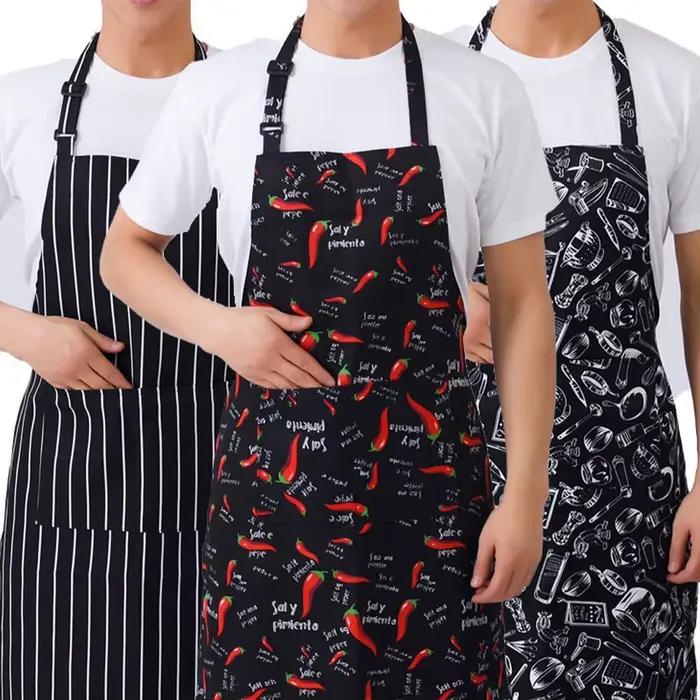 Tablier de cuisine réglable demi-longueur pour adulte, rayé, restaurant, hôtel, chef, tablier de cui