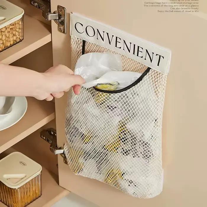 Distributeur de Sacs de Rangement Mural en Maille, Support de Sacs à Ordures en Plastique, Idéal pou