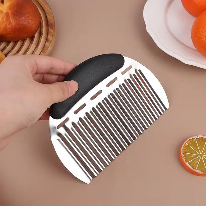 Coupe-frites en acier inoxydable, trancheur de grande vague en forme de couteau de coupe de pommes d