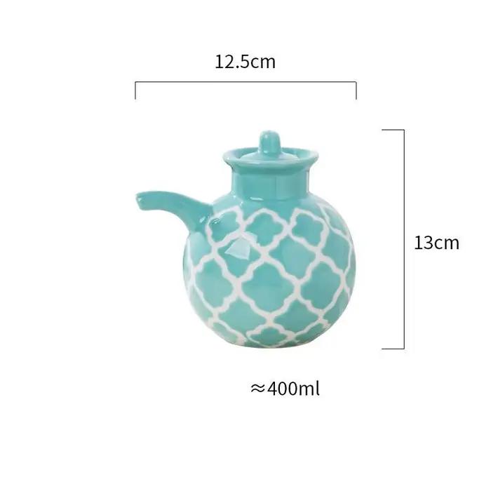 Distributeur d'huile d'olive sans BPA sous glaçure en céramique gaufrée, boîte de vinaigre d'huile,