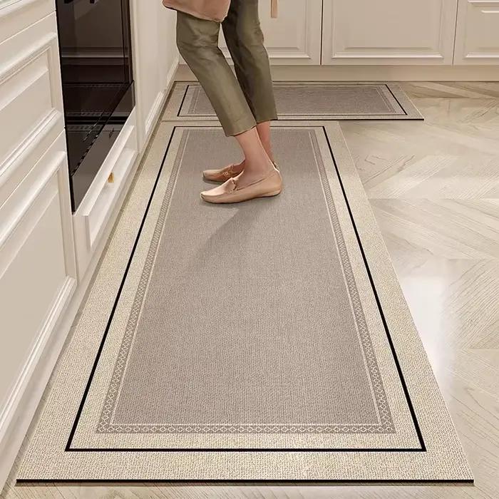 Tapis de sol de cuisine en PVC, imperméable, résistant à l'huile, antidérapant, en cuir, tapis minim