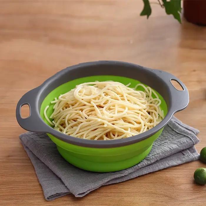 1/2 pièces Silicone rond pliant légumes Fruits lavage égouttoir panier passoire pliable égouttoir ou