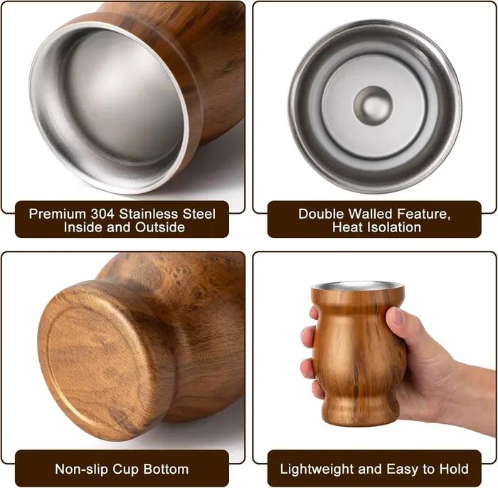 Le ensemble Yerba Mate comprend une tasse à thé Mate en acier inoxydable 18/8 à double paroi, une Bo
