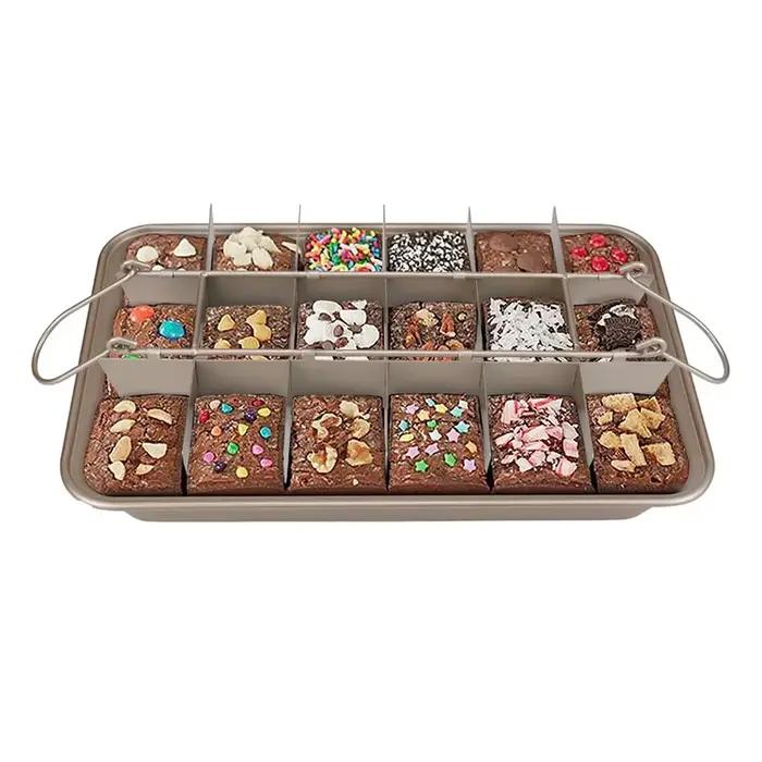 Poêle à Brownie avec séparateurs, plateau d'ustensiles de cuisson en acier au carbone avec poignées