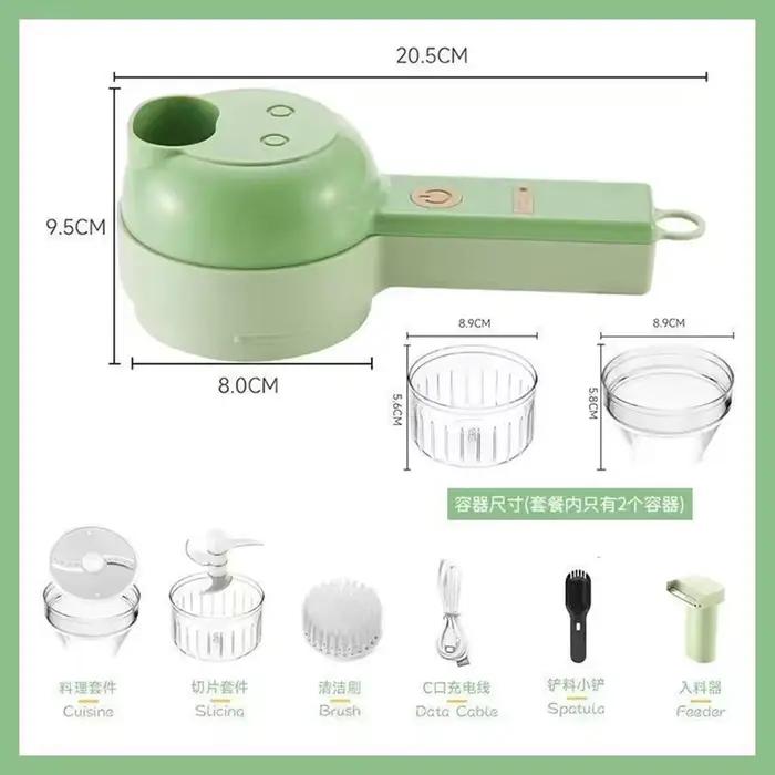Trancheuse à légumes sans fil USB 4 en 1, presse-ail électrique, hachoir à aliments, hachoir à viand