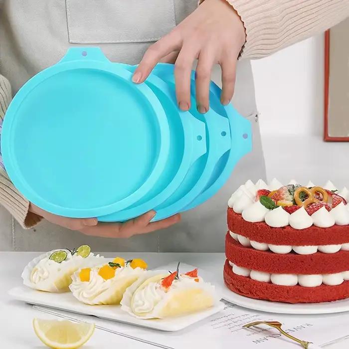 FAIS DU-2-8 pièces Moule à gâteau en silicone 4/6/8 pouces Ensemble de moules à gâteau ronds Antiadh
