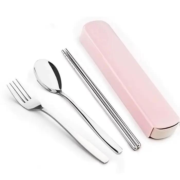 Baguettes en acier inoxydable, cuillère fourchette couteau à Steak avec mallette de rangement voyage