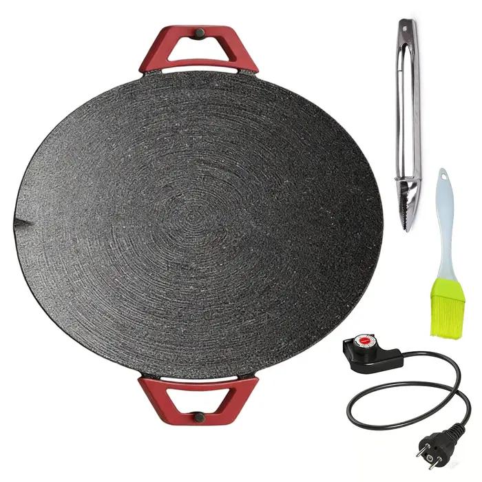 Grill électrique d'intérieur sans fumée et plaque de cuisson antiadhésive avec poignées, grill de ta