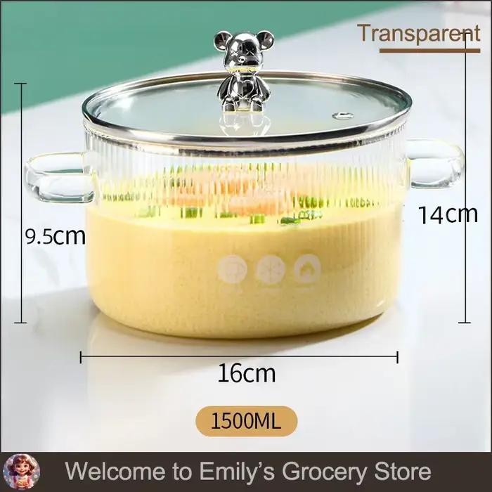 Pot à soupe épais à Double oreille avec couvercle, Pot en verre à haute teneur en Borosilicate, soup