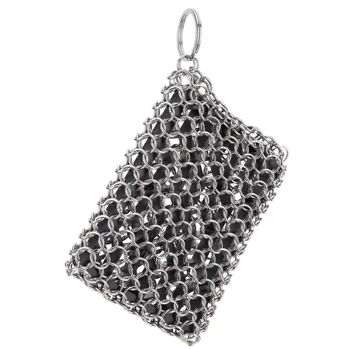 Épurateur de cotte de mailles de poêle en fonte, outil de nettoyage en métal, éponge en fonte