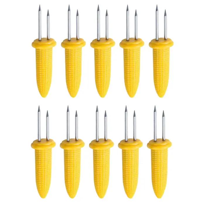 Petits supports à maïs en acier inoxydable, 10 pièces, petits supports pour épis de maïs, fourchette