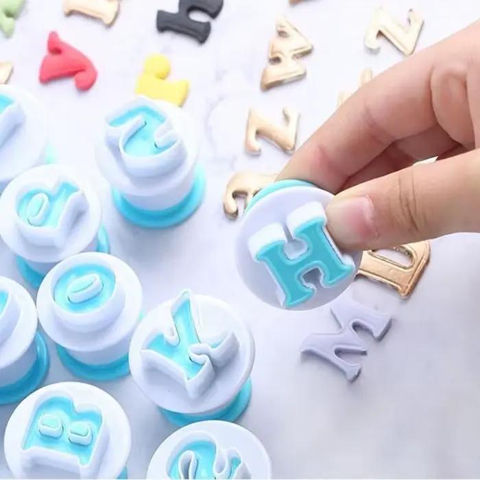 Moule à pâtisserie avec lettres, emporte-pièce fondant, 26 pièces, Alphabet supérieur et minuscule e