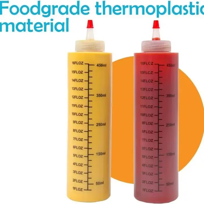 Bouteille à presser en plastique avec échelle à nez aiguille de 120/250/450ml, bouteille à presser a