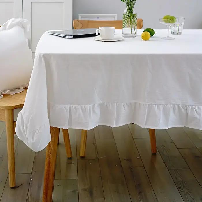 Nappe de Table 100% coton lavable, pour fête de mariage, salle à manger, décoration de Banquet, couv