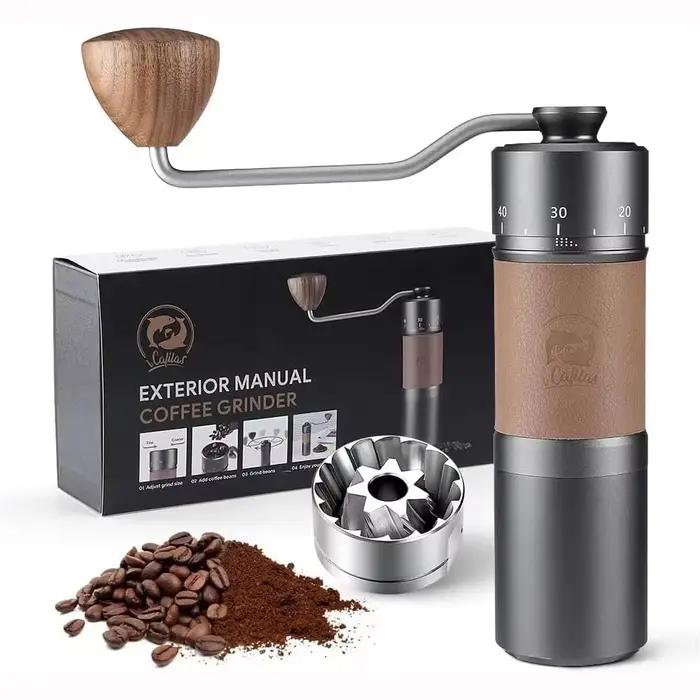 Icafilas – moulin à café manuel en acier inoxydable 420, moulin à grains de café à 7 cœurs, épaisseu
