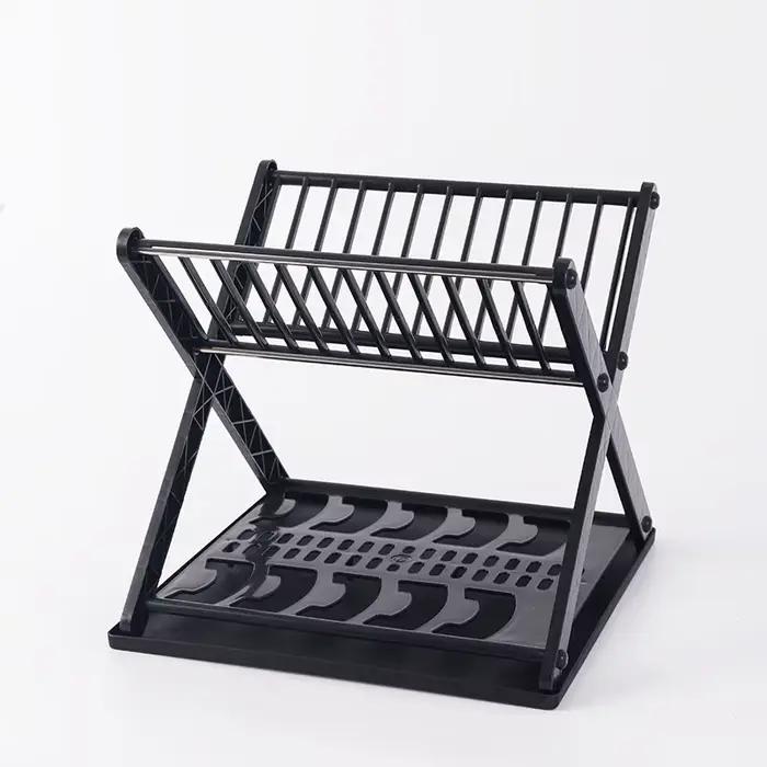 Rangement de vaisselle de cuisine en acier inoxydable, cloison de bureau à deux couches, grande capa