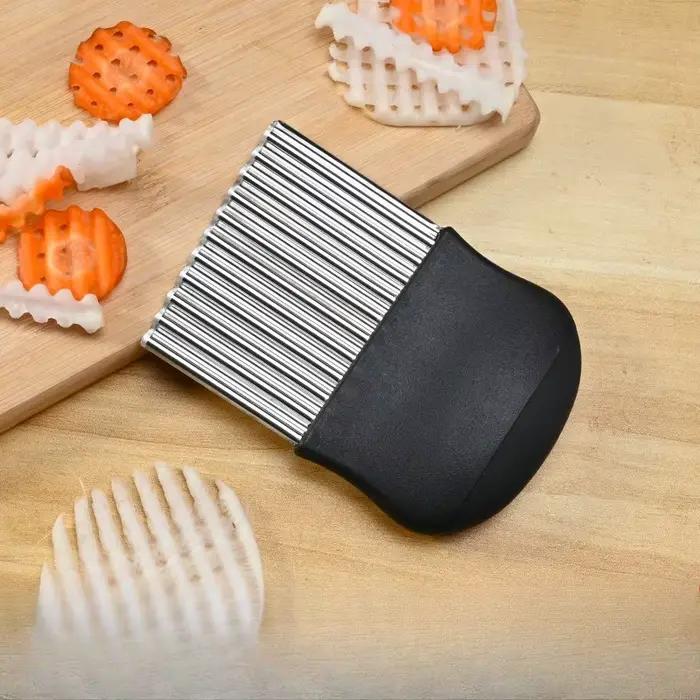 Trancheuse de pommes de terre en forme d'onde en acier inoxydable, 1 pièce, avec lames tranchantes,