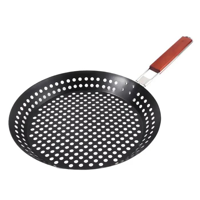 Poêle à griller perforée avec revêtement antiadhésif, poêle à pizza portable, cuisson de plage, piqu