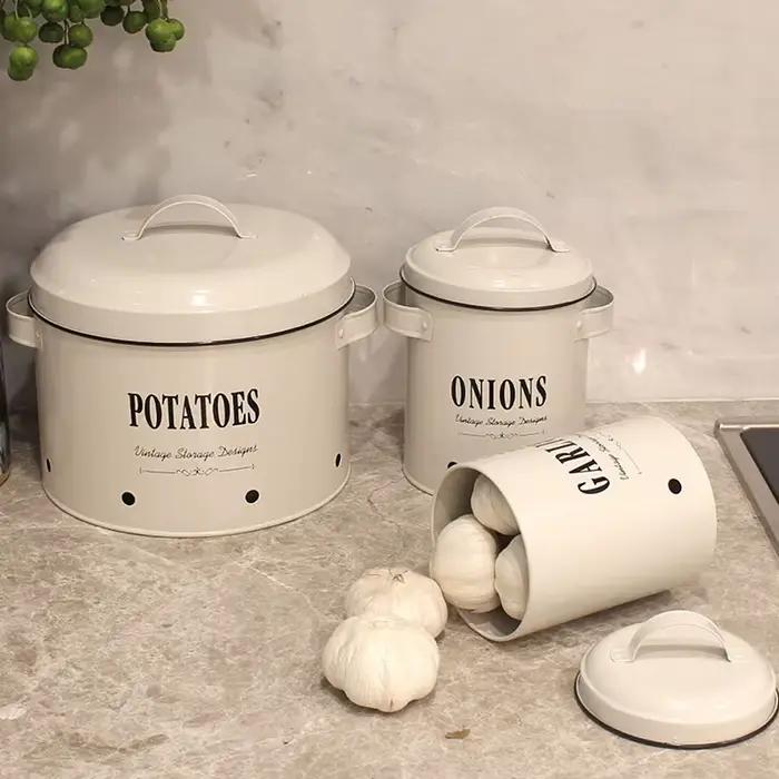 Paquet de 3 boîtes de stockage de légumes, stockage de pommes de terre, bacs de stockage d'oignon et