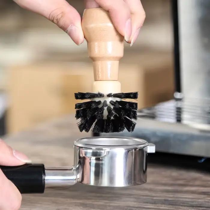 Porte-filtre professionnel avec manche en bois, brosse pour livres, barista, expresso, café, 51mm, 5