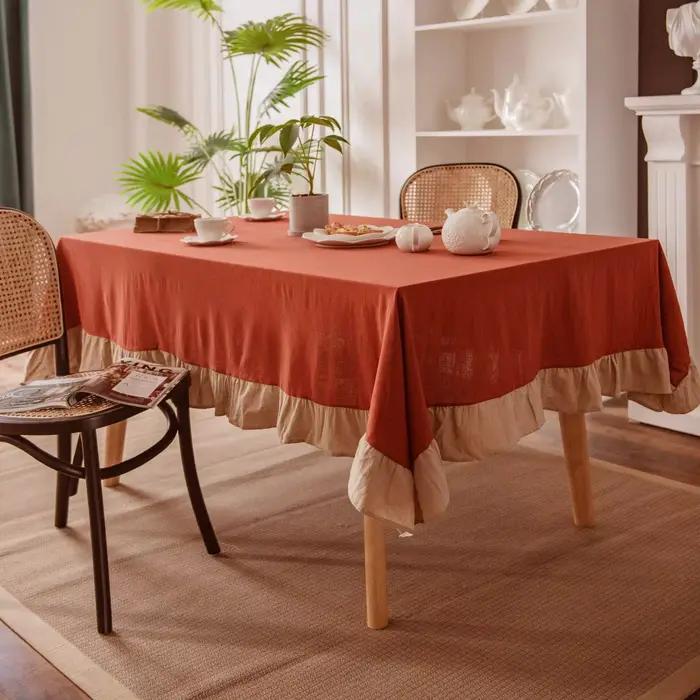 Nappe de Table 100% coton lavable, pour fête de mariage, salle à manger, décoration de Banquet, couv