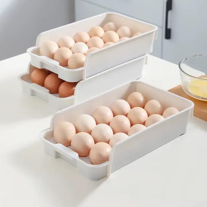 Boîte de Rangement d'emoufs Empilable pour Réfrigérateur, Conteneur de Stockage, Outils, Étagère en