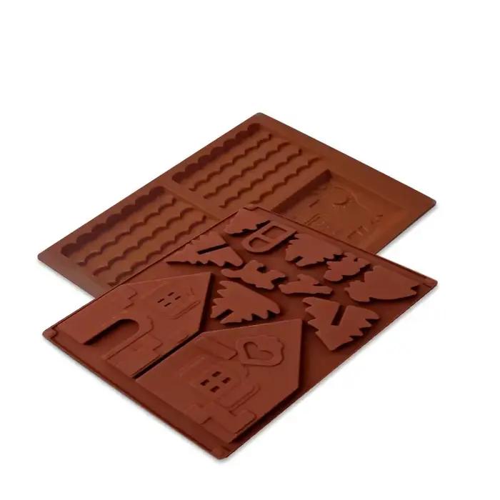 Moule à chocolat tridimensionnel pour maison en pain d'épices, ensemble de 2 pièces pour la cuisson