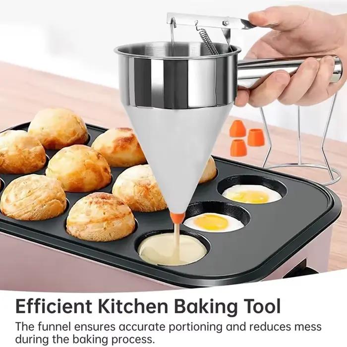 Distributeur d'entonnoir en acier inoxydable de 1200/600ml, avec support, pour cupcakes, crêpes, pât