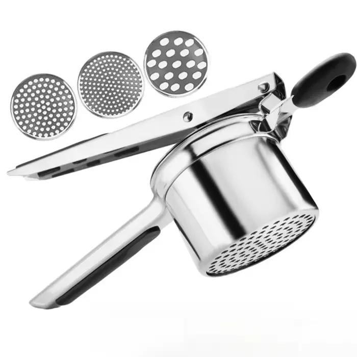 Presse-purée Durable en acier inoxydable, poignées antidérapantes, lavable au lave-vaisselle pour pu