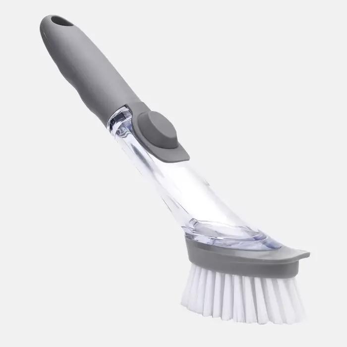 Brosse de lavage de vaisselle avec distributeur de liquide, éponge de lavage de cuisine multifonctio