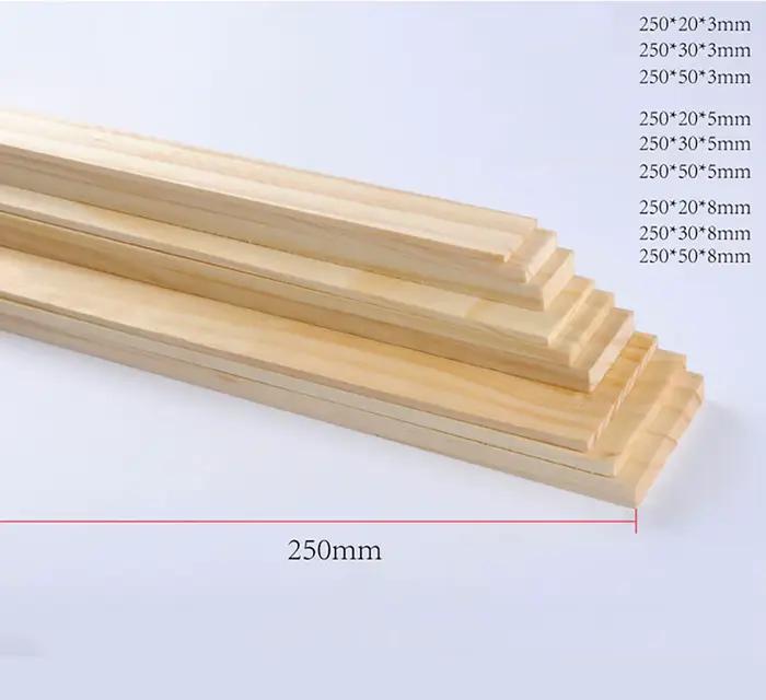 Bande de Bois Rectangulaire Épaisseur 3/5/8mm Panneau Solide, Modèle de Bricolage, Matériel Artisana