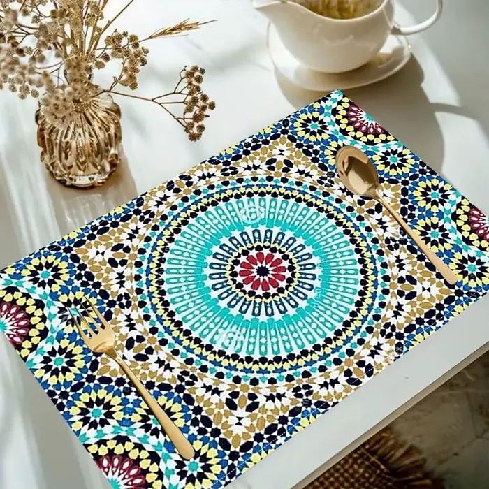 2/4 sets de dessous-de-plat avec un design marocain, 30x40cm, en polyester, pour la maison, la cuisi