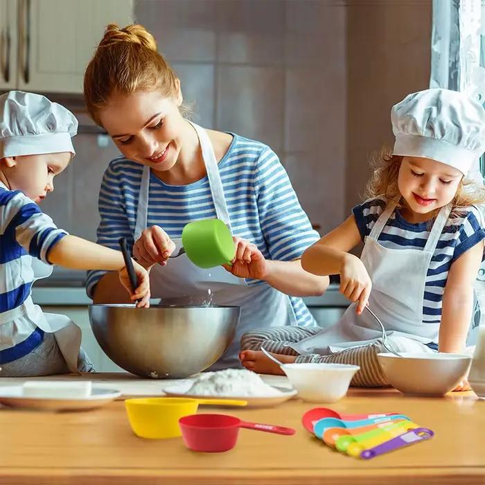 Ensemble de cuillères à mesurer de cuisine, outils de cuisson, tasse à mesurer en plastique avec éch