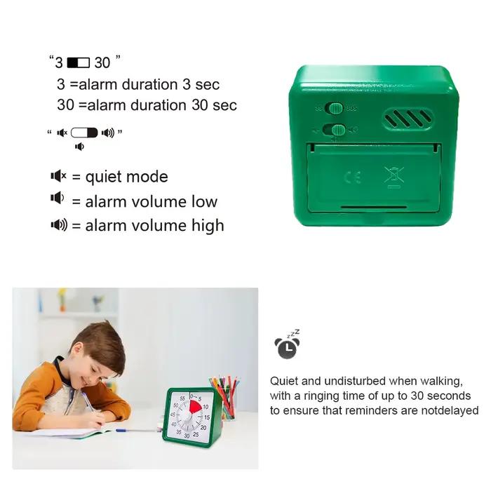 Minuterie visuelle de 60 minutes pour enfants et adultes, compte à rebours silencieux pour la maison