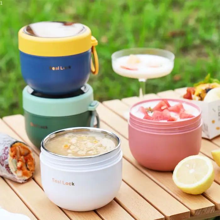 Boîte à déjeuner en acier inoxydable de 600ML, flacon de nourriture chaude, stockage de soupe, pot t