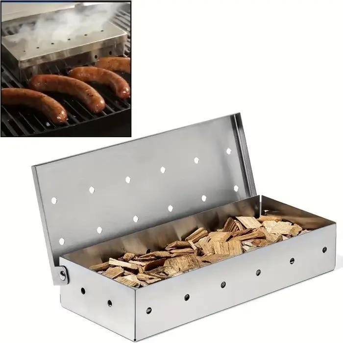 Boîte de fumeur en acier inoxydable pour barbecue à gaz, fumeur de copeaux de bois, fumeur de viande