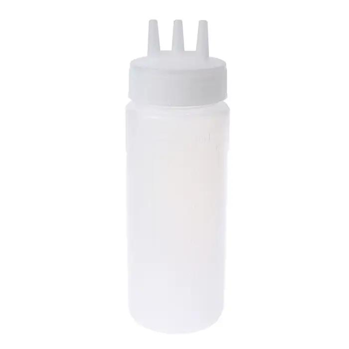 Bouteille à presser avec 3 trous pour vinaigre, huile, ketchup, sauce, cruet, distributeur de condim