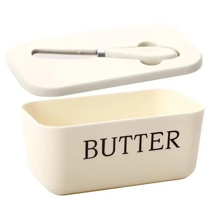 Ensemble de 1 élégant récipient à beurre en plastique avec couvercle, parfait pour la pâtisserie ou